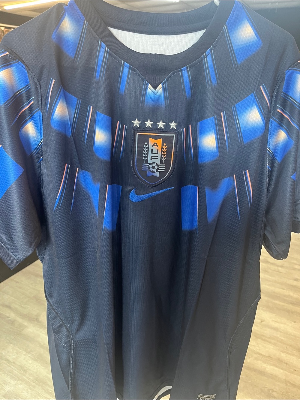 Uruguay Away Navy and Royal Blue Soccer Jersey with Crest